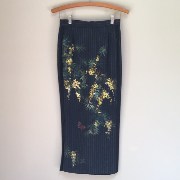 Dresses & Skirts - Custom Made Gray Pinstripe Handpainted Skirt